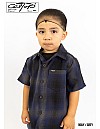 KS001 S/S PLAID : NAVY-GREY